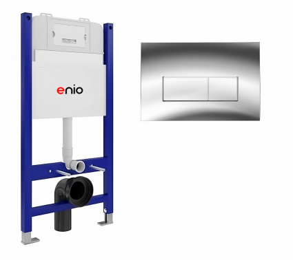 Система инсталляции для подвесных унитазов Enio Tecnico 50 с кнопкой Rettangolo хром глянцевый, цвет синий, 52.5x9.6x105.5 см