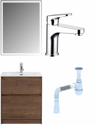 Комплект: Мебель для ванной BelBagno Kraft  + Смеситель Bravat Eler F1191238CP-RUS для раковины, хром + Сифон АниПласт