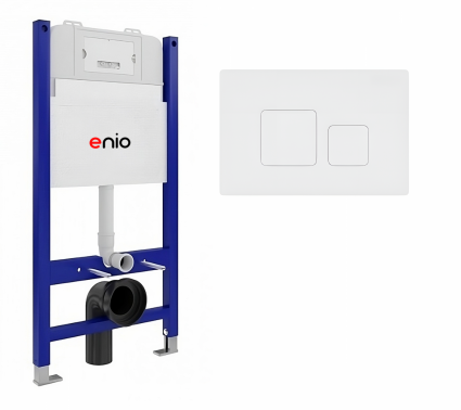 Система инсталляции для подвесных унитазов Enio Tecnico 50 с кнопкой Cubo белой матовой OOO, цвет синий, 52.5x9.6x105.5 см