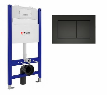 Система инсталляции для подвесных унитазов Enio Tecnico 50 с кнопкой Quadro черной матовой OOO, цвет синий, 52.5x9.6x105.5 см