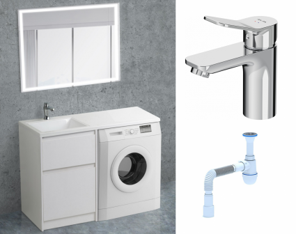 Комплект: Мебель для ванной BelBagno Kraft-LVD 60 bianco opaco + Смеситель Am.Pm X-Joy F85A02100 хром + Сифон АниПласт