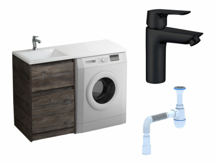 Комплект: Тумба с раковиной BelBagno Kraft-LVD 60 pino pasadena + Смеситель Aquanet Static AF330-10B черный + Сифон АниПласт