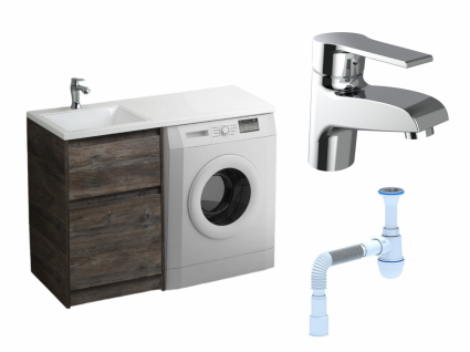Комплект: Тумба с раковиной BelBagno Kraft-LVD 60 pino pasadena + Смеситель Agger Right A2902100 хром + Сифон АниПласт
