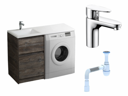 Комплект: Тумба с раковиной BelBagno Kraft-LVD 60 pino pasadena + Смеситель Wasserkraft Leine 3503 хром + Сифон АниПласт