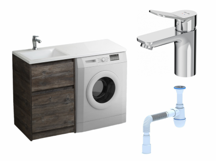 Комплект: Тумба с раковиной BelBagno Kraft-LVD 60 pino pasadena + Смеситель Am.Pm X-Joy F85A02100 хром + Сифон АниПласт