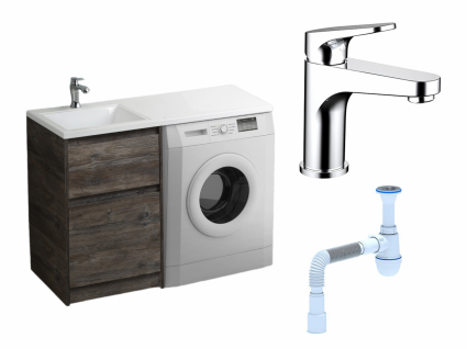 Комплект: Тумба с раковиной BelBagno Kraft-LVD 60 pino pasadena + Смеситель Bravat Eler F1191238CP-RUS хром + Сифон АниПласт