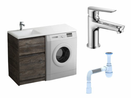 Комплект: Тумба с раковиной BelBagno Kraft-LVD 60 pino pasadena + Смеситель Haiba HB10198 хром + Сифон АниПласт
