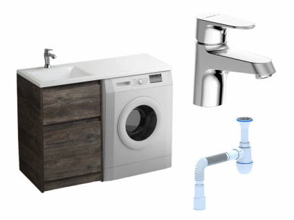 Комплект: Тумба с раковиной BelBagno Kraft-LVD 60 pino pasadena + Смеситель Bravat Alfa F1120178CP хром + Сифон АниПласт