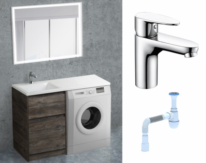 Комплект: Мебель для ванной BelBagno Kraft-LVD 60 pino pasadena + Смеситель Wasserkraft Leine 3503 хром + Сифон АниПласт