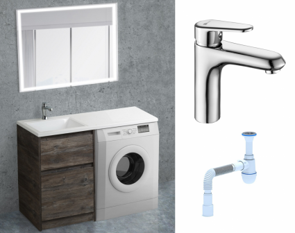 Комплект: Мебель для ванной BelBagno Kraft-LVD 60 pino pasadena + Смеситель Lemark Point LM0306C хром + Сифон АниПласт