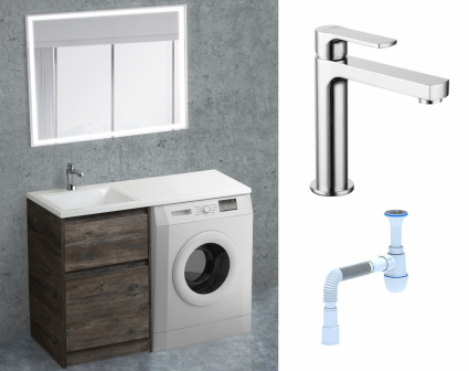 Комплект: Мебель для ванной BelBagno Kraft-LVD 60 pino pasadena + Смеситель Lemark plus Grace LM1537C хром + Сифон АниПласт