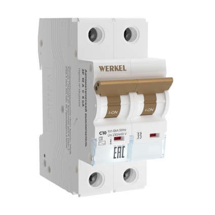 Автоматический выключатель Werkel 2P 10A C 6kA W902P106 4690389192623 цвет белый