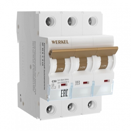 Автоматический выключатель Werkel 3P 32A C 6kA W903P326 4690389192944 цвет белый