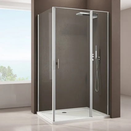 Душевой уголок Allen Brau Priority 100x80, профиль хром, стекло прозрачное, прямоугольный, двери распашные