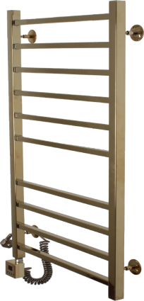 Полотенцесушитель электрический Domoterm Квадро П10 50x100, левый, золото, лесенка