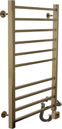 Полотенцесушитель электрический Domoterm Квадро П10 50x100, правый, золото, лесенка