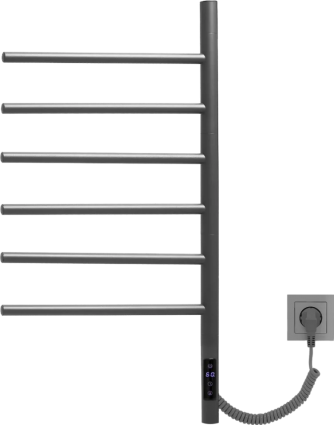 Полотенцесушитель электрический Vincea VTD-1S2CGE графит серый, E-образный