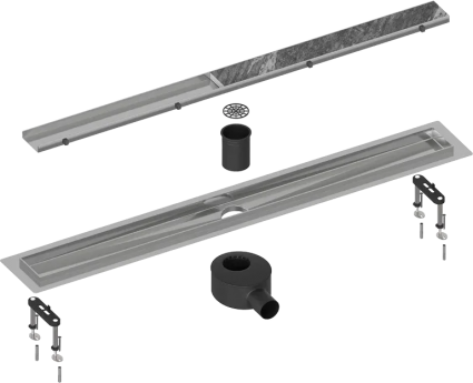 Душевой трап (лоток) Timo Drain Systems DS230209/00 900 двусторонняя панель plate под плитку, хром, выпуск боковой