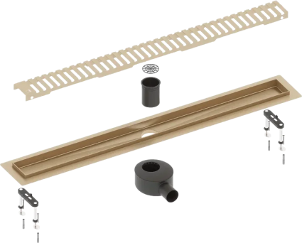 Душевой трап (лоток) Timo Drain Systems DS230109/17 900 вставка lines, золото матовое, выпуск боковой
