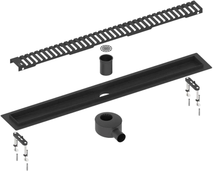 Душевой трап (лоток) Timo Drain Systems DS230109/03 900 вставка lines, черный, выпуск боковой