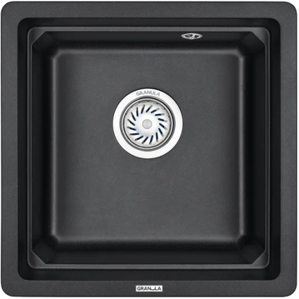 Мойка кухонная Granula Kitchen Space KS-4501U черный матовая, квадратная, 45x45 см
