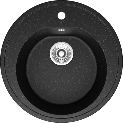 Мойка кухонная Domaci Болонья М-03-002 черная матовая, круглая, 50.5x50.5 см