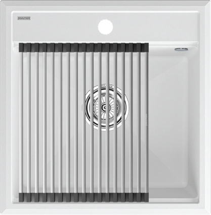 Мойка кухонная Paulmark Stepia + Step PM115051-WH+R375-BS белая матовая, прямоугольная, 51x50 см