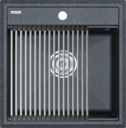 Мойка кухонная Paulmark Stepia + Step PM115051-DG+R375-BS графит матовая, прямоугольная, 51x50 см