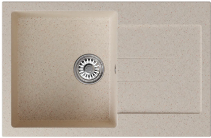 Мойка кухонная Mixline ML-GM31 бежевая матовая, прямоугольная, с крылом, 77x50 см