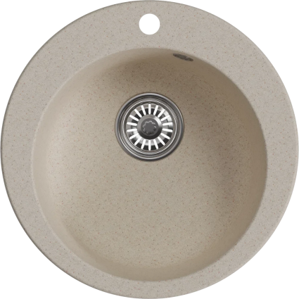 Мойка кухонная Mixline ML-GM13 бежевая матовая, круглая, 49.5x49.5 см