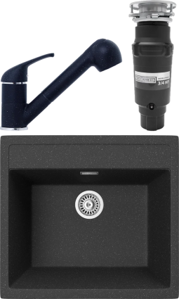 Комплект Мойка кухонная TopZero Georgia 560.510-40 Galaxy + Смеситель Bruce galaxy 40 + Измельчитель Bone Crusher BC 910-SL-Slim Line матовая, квадратная