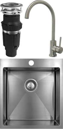 Комплект Мойка кухонная Seaman Eco Marino SMB-4550S + Смеситель Eco Koblenz SSN-2060 + Измельчитель Bone Crusher BC 610-AS брашированная, прямоугольная