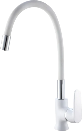 Смеситель для кухни РМС SL123W SL123W-016F-1, белый, хром, однорычажный