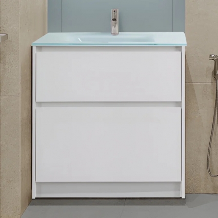 Тумба с раковиной BelBagno Kraft 80 напольная, bianco opaco, раковина BB810/465-LV-VTR-BL, матовая, с ящиками