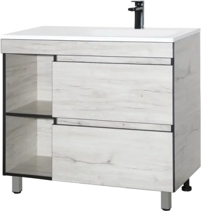 Тумба с раковиной Style Line Берлин 90 R, напольная, соната, матовая, с ящиками