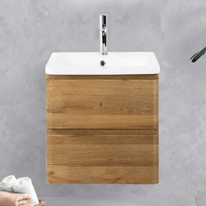 Тумба с раковиной BelBagno Albano-Cer 60 подвесная, rovere rustico, глянцевая, с ящиками