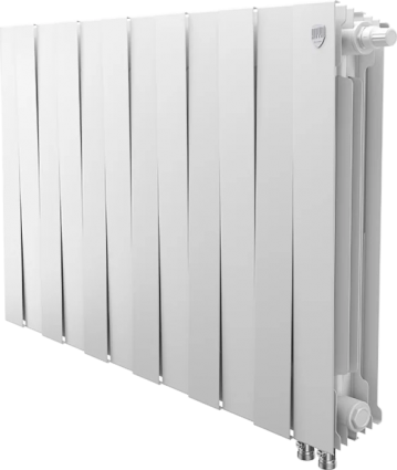 Радиатор биметаллический Royal Thermo Piano Forte 500 VDR80 12 секций, межосевое расстояние 8 см, bianco traffico, на площадь 25 кв.м., серый, белый