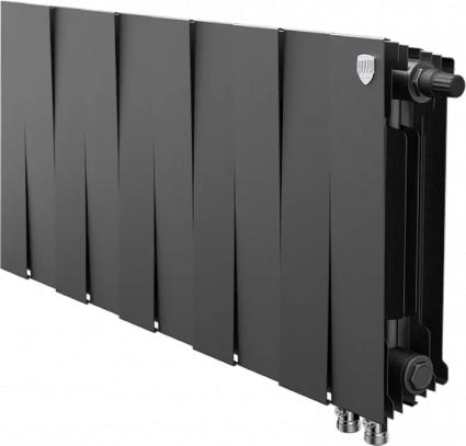 Радиатор биметаллический Royal Thermo Piano Forte 300 VDR80 10 секций, межосевое расстояние 8 см, noir sable, на площадь 12 кв.м., черный