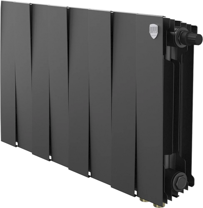 Радиатор биметаллический Royal Thermo Piano Forte 300 VDR80 8 секций, межосевое расстояние 8 см, noir sable, на площадь 10 кв.м., черный