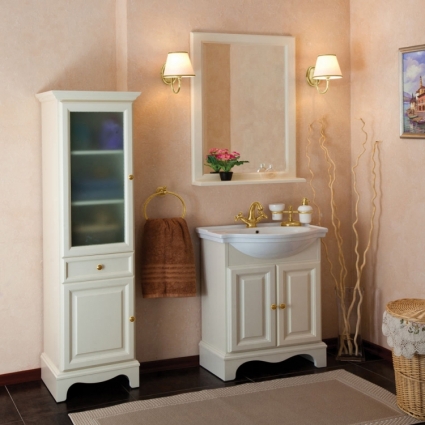 Мебель для ванной La Beaute Classic Michel 70 слоновая кость матовый, фурнитура золото, напольная, с доводчиками