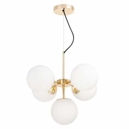 Подвесная люстра Lumina Deco Stelvio LDP 6041-5 GD в современном стиле, цвет белый