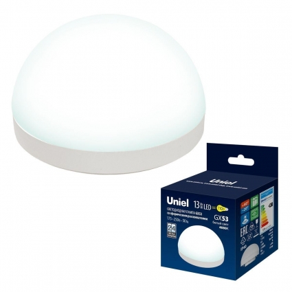 Лампа светодиодная Uniel GX53 13W 4000K матовая LED-GX53-13W/4000K/GX53/FR/SPHERE PLZ02WH UL-00011791 цвет матовый