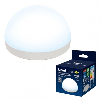 Лампа светодиодная Uniel GX53 13W 6500K матовая LED-GX53-13W/6500K/GX53/FR/SPHERE PLZ02WH UL-00011792 цвет матовый