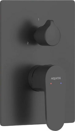 Смеситель для ванны с душем Акватек Оберон AQ1246MB С ВНУТРЕННЕЙ ЧАСТЬЮ, матовый черный, однорычажный