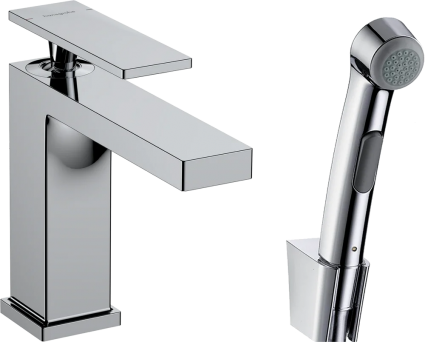 Смеситель для раковины Hansgrohe Tecturis E 110 73210000 с гигиеническим душем, хром, однорычажный, длина излива 14.4 см