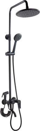 Душевая стойка Plstart PL2403-7 черная цвет черный, штанга 158.2 см, шланг металлический 150 см