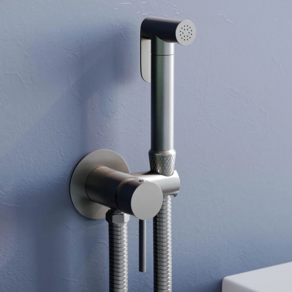Гигиенический душ RGW Shower Panels SP-211Gr со смесителем, С ВНУТРЕННЕЙ ЧАСТЬЮ, серый в современном стиле