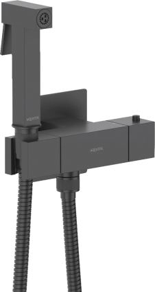 Гигиенический душ Акватек Либра AQ1028MB со смесителем, С ВНУТРЕННЕЙ ЧАСТЬЮ, матовый черный в современном стиле