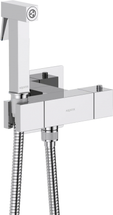 Гигиенический душ Акватек Либра AQ1028CR со смесителем, С ВНУТРЕННЕЙ ЧАСТЬЮ, хром в современном стиле