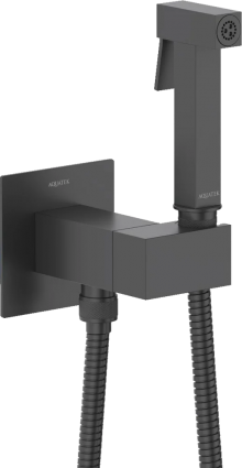Гигиенический душ Акватек Лира AQ1025MB со смесителем, С ВНУТРЕННЕЙ ЧАСТЬЮ, матовый черный в современном стиле